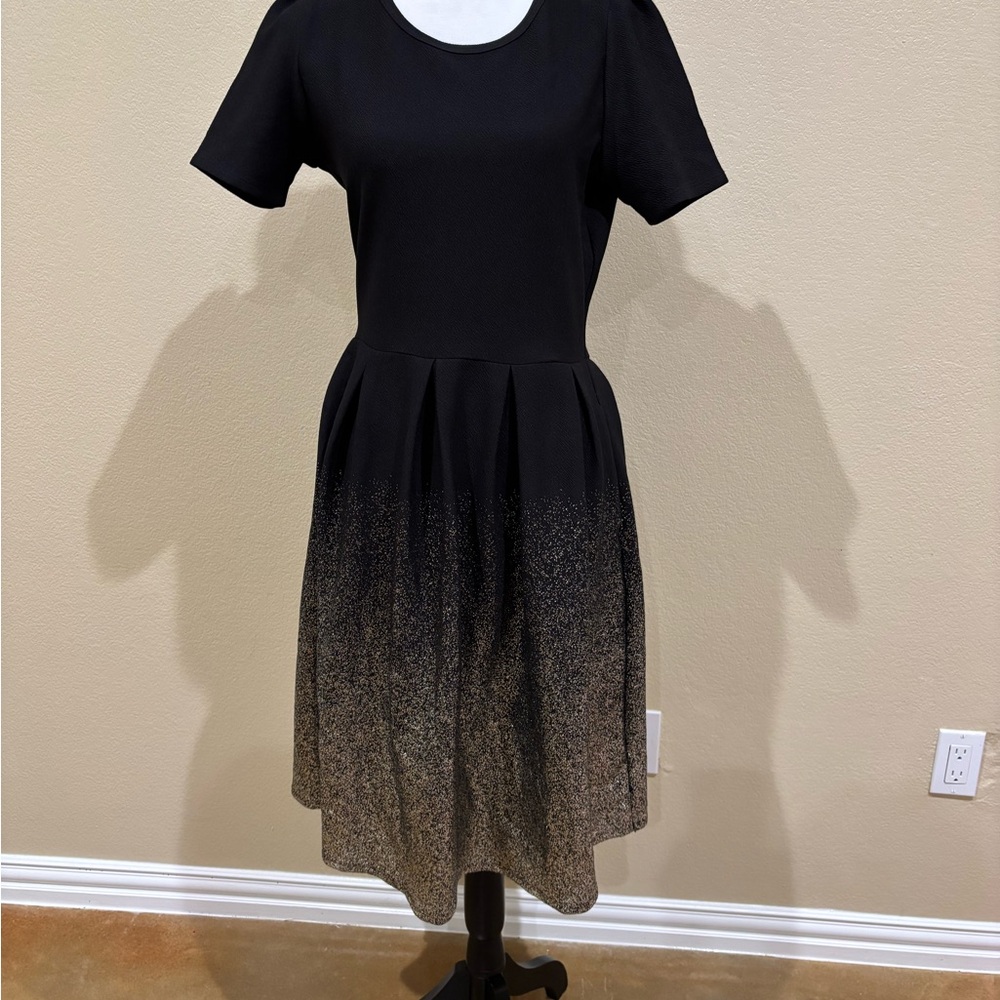 LuLaRoe Black and Gold Gradient Midi Dress